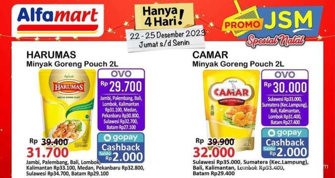 Promo JSM Alfamart Minyak Goreng Rp 29.000, Beli 2 Gratis 1 Mulai 22-25 Desember 2023