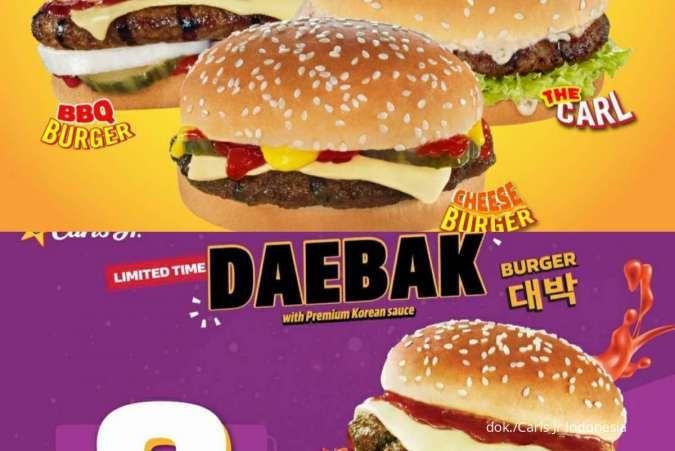 Promo Carls Jr Spesial Imlek, Serba Hemat Paket 3 Burger dan Daebak Burger Ala Korea