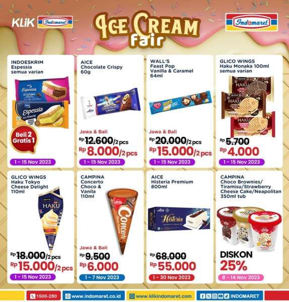 Katalog Promo Indomaret Terbaru Bulan November 2023, Promo Ice Cream Fair