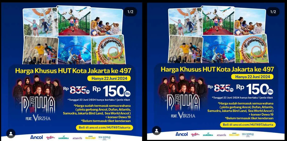 Promo HUT Jakarta Ke 497, Tiket Dufan DLL + Konser Dewa 19 Hanya Rp 150 Ribuan 