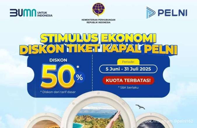 Promo Tiket Kapal PELNI Diskon 50% 5 Juni-31 Juli, Cek Syarat dan Ketentuannya