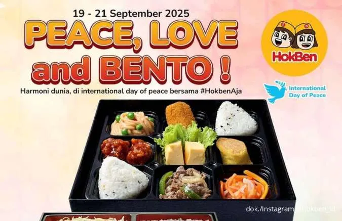 Promo HokBen Hari Perdamaian 19-21 September, Nikmati Bento Berdua Harga Spesial