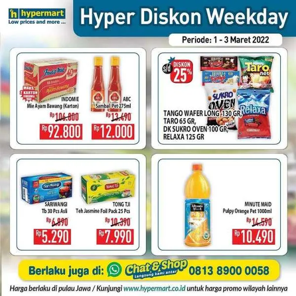 Promo Hypermart untuk Hyper Diskon Weekday Terbaru 1-3 Maret 2022