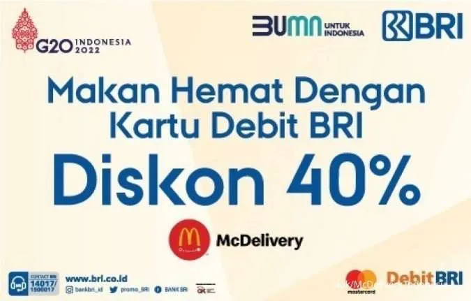 Promo McD hingga 31 Desember 2022, Makan Hemat Diskon 40% Pakai Kartu Debit BRI