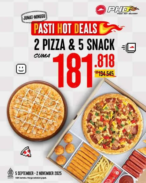 Promo PHD Paket 2 Pizza & 5 Snack Tiap Jumat-Minggu