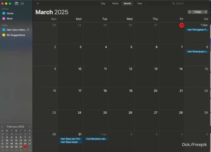 Kalender Maret 2025