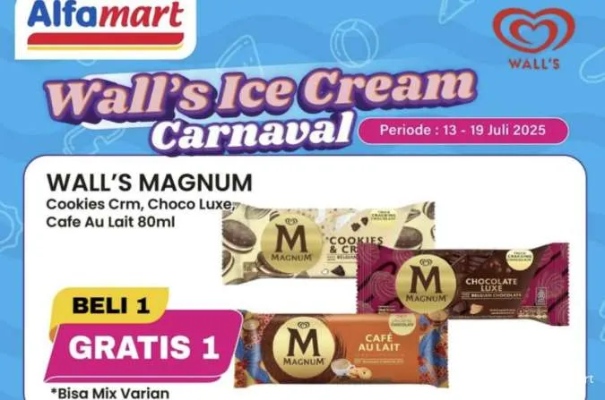 Promo Alfamart Beli 1 Gratis 1 Es Krim Magnum dan Cornetto, Berlaku sampai 19 Juli