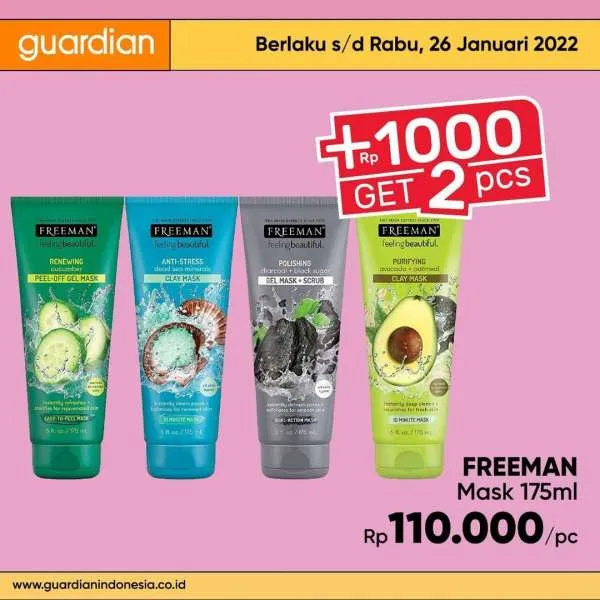 Promo Guardian +1000 Get 2 Pcs Periode 20-26 Januari 2022