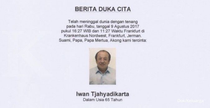 Iwan Tjahyadikarta, 1 dari 9 naga Indonesia wafat