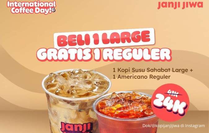 Promo Hari Kopi Sedunia di Janji Jiwa & Coffee Bean Sampai Hari Ini, Beli 1 Gratis 1