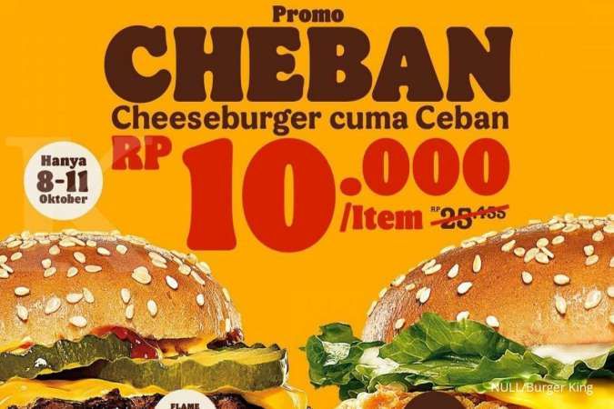 Promo Burger King 8-11 Oktober 2021, Diskon Cheban Cheeseburger cuma Rp 10.000
