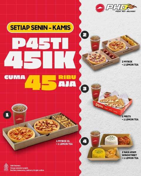 Promo Pizza Hut Delivery Pasti Asik Rp 45.000 di Bulan Januari 2024