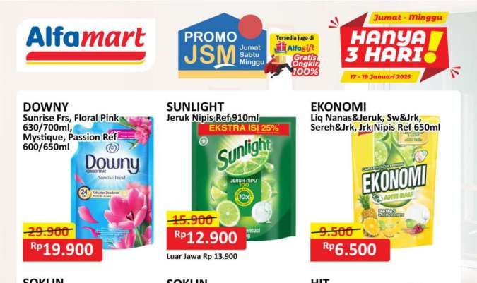 Promo JSM Alfamart 19 Januari 2025, Downy dan Sunlight Lebih Murah di Akhir Pekan