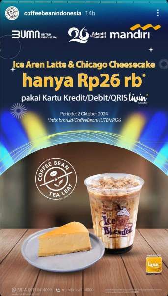 Promo HUT Bank Mandiri 26 di Coffee Bean