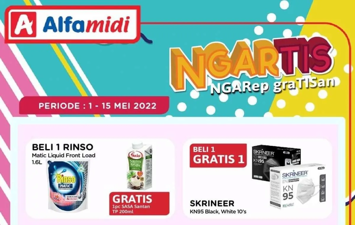 Promo Alfamidi s/d 15 Mei 2022, Banyak Produk Beli 1 Gratis 1 dan Beli 2 Gratis 1