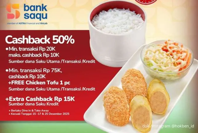 Makan Hemat dengan Promo HokBen x Bank Saqu Desember, Raih Cashback sampai 50%