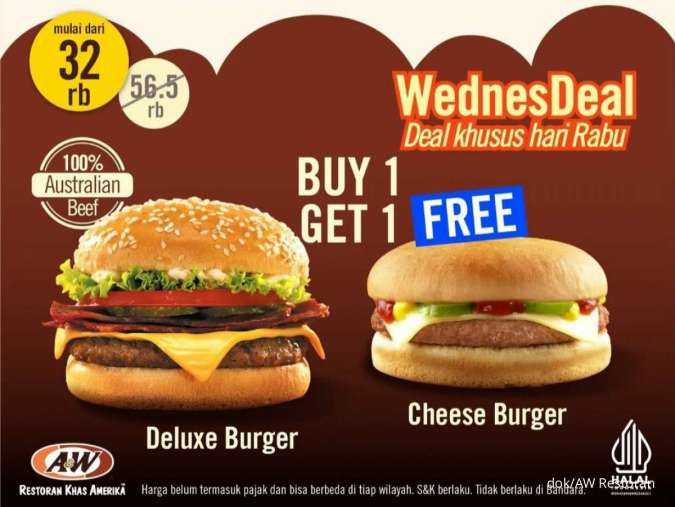 Promo AW Restoran Hari Ini 2 November, Beli 1 Gratis 1 Deluxe Burger Jadi Rp 32.000