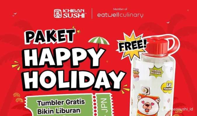 Promo Ichiban Sushi Paket Happy Holiday: Paket Ramen/Sushi Hemat, Free Tumbler Lucu