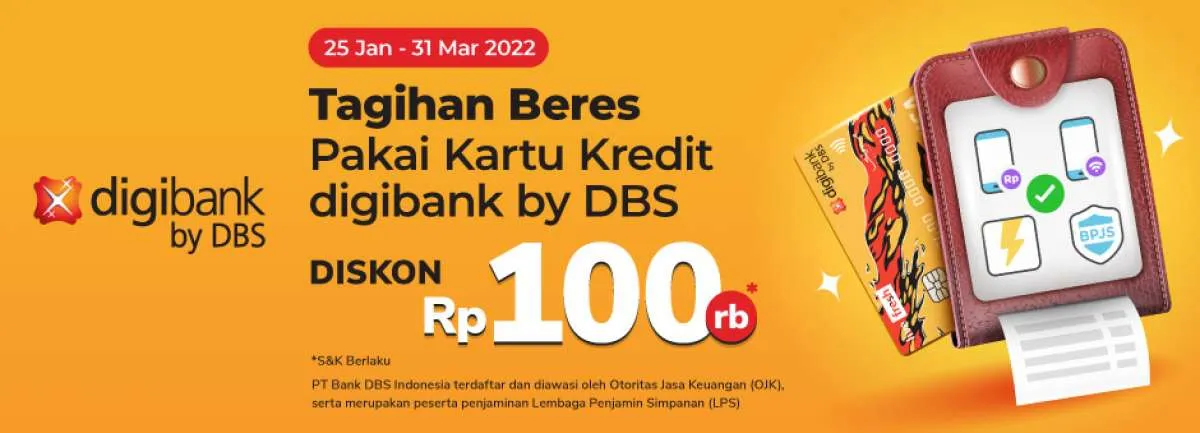 Promo Kartu Kredit DBS, Bayar Tagihan di Tokopedia Diskon Rp 100.000