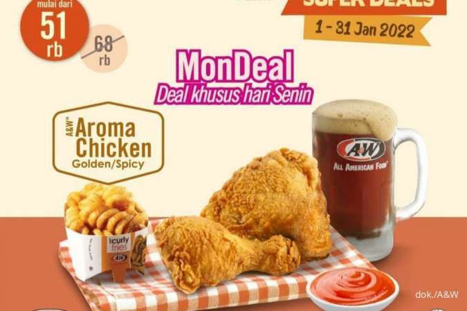 Promo A&W 24 Januari 2022, Paket MonDeal Super Kenyang Tiap Senin Rp 51.000