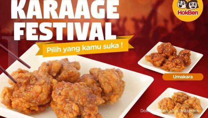 Karaage festival Rp 25.000 & superbowl harga spesial, cek promo HokBen 8 Oktober