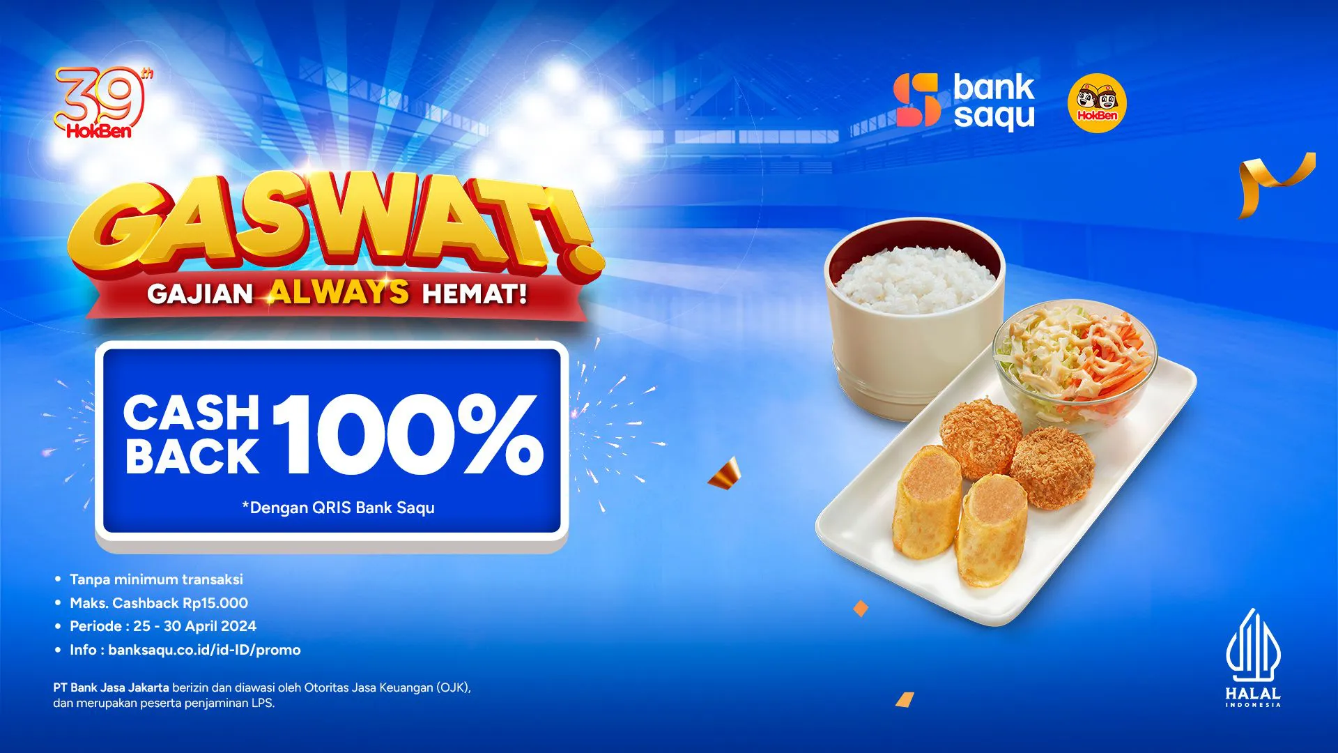 Promo Bank Saqu Gaswat Cashback 100% di Hokben, Chatime, hingga Mangkokku