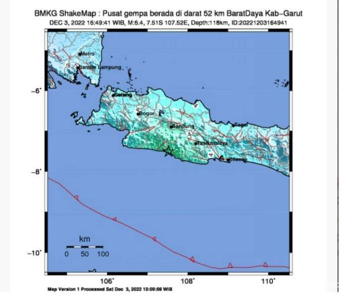 Gempa Garut Magnitudo 6,4, Terasa di Beberapa Wilayah Pulau Jawa Bagian Selatan