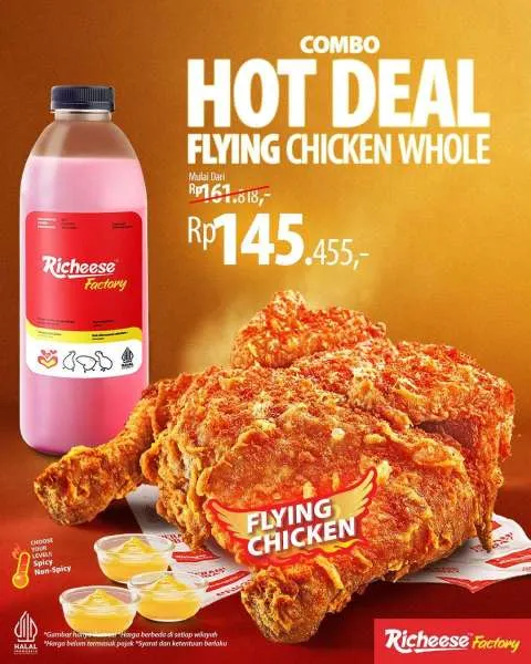Promo Richeese Factory Combo Hot Deal Flying Chicken Whole