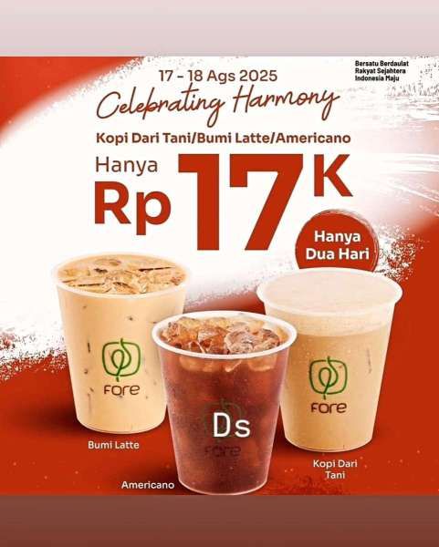 Promo HUT RI ke-80 di Fore Coffee