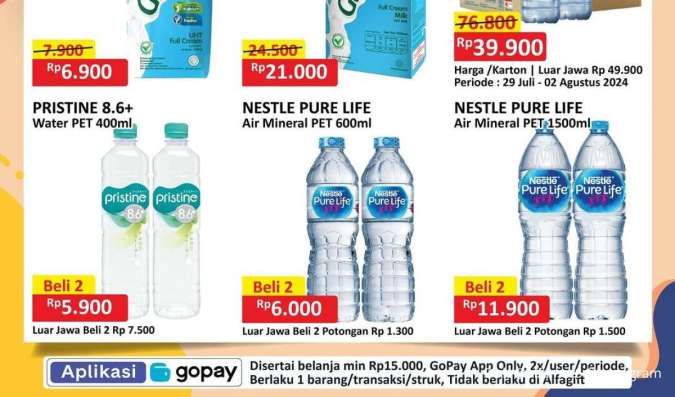 Promo Alfamart Gajian Untung 1 Agustus 2024, Pristine & Pure Lebih Beli 2 Lebih Murah