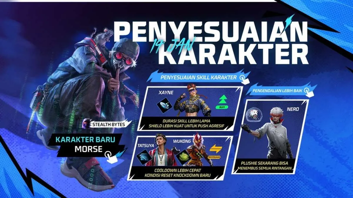 Karakter Morse FF OB52: Skill Stealth Bytes Bikin Musuh Panik, ini Penjelasannya