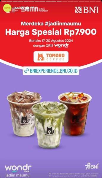 Promo Wondr by BNI di Tomoro Spesial Kemerdekaan 17-20 Agustus 2024