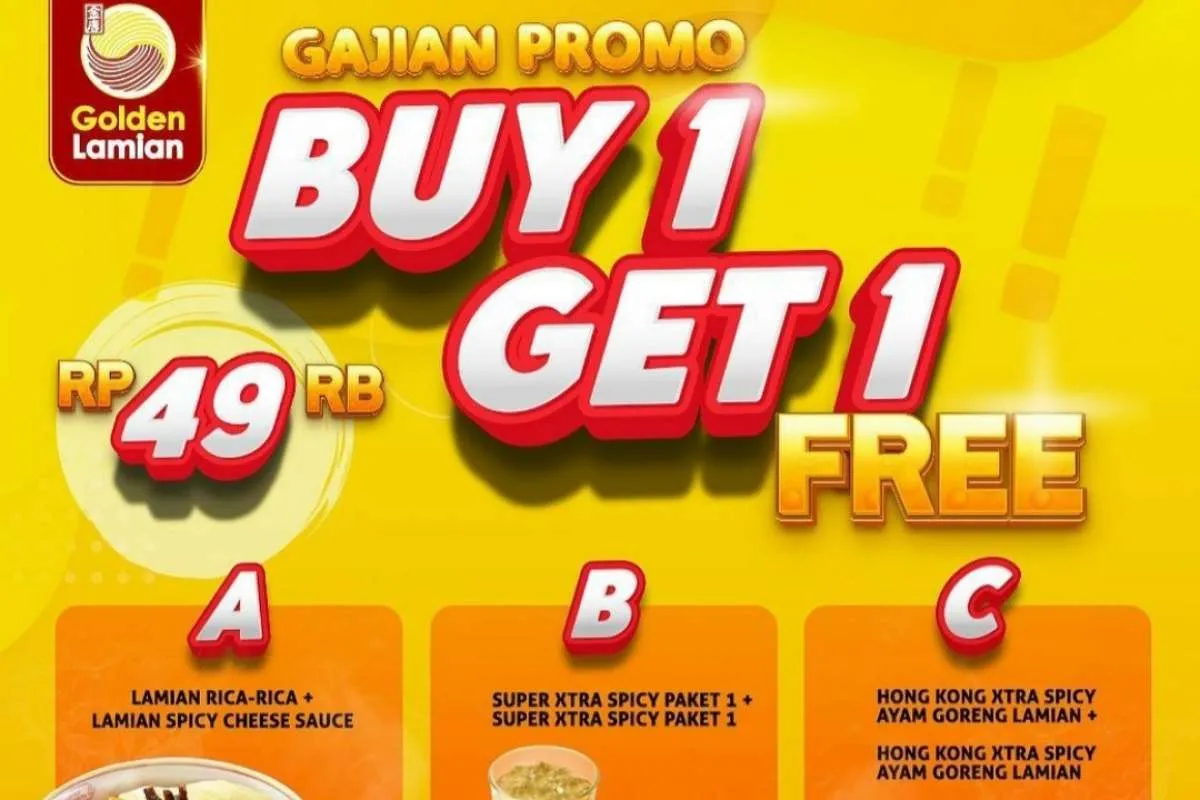 Promo Gajian Golden Lamian Terbaru, Buy 1 Get 1 Free Bebas Pilih Menu Cuma Rp 49.000