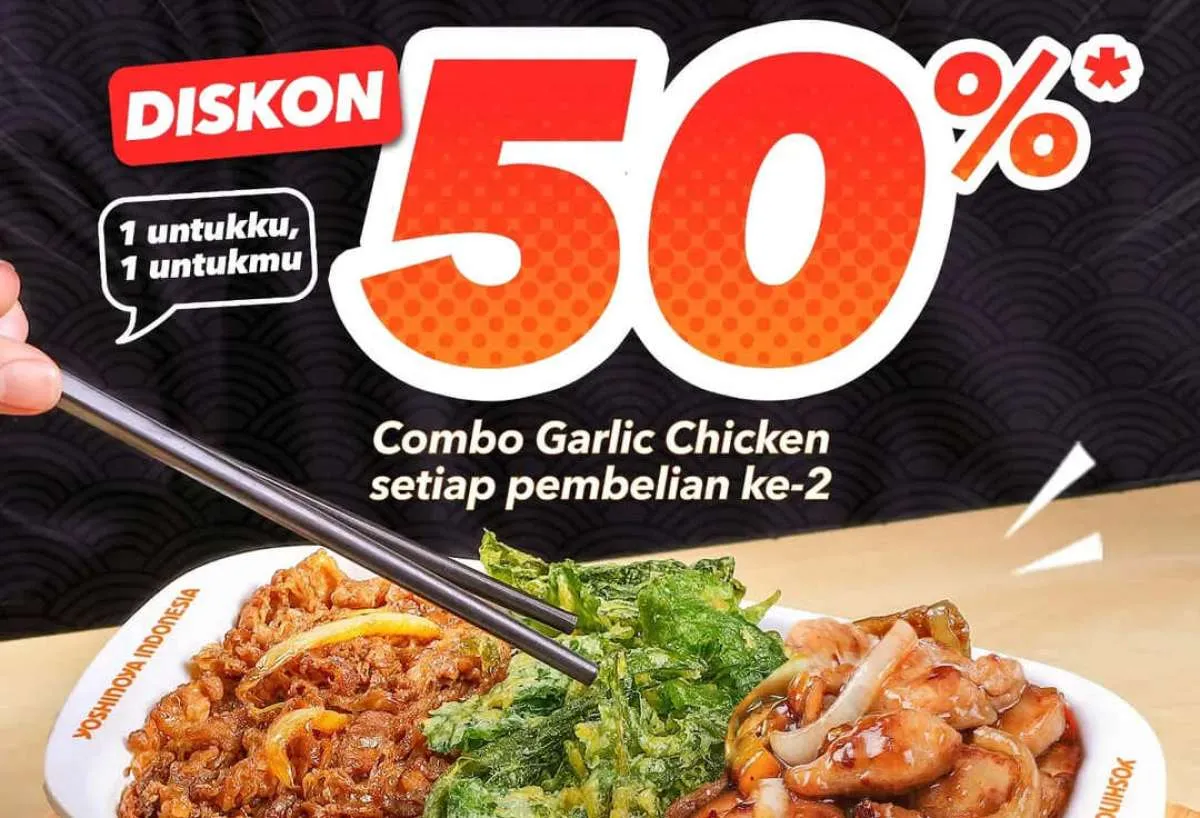 Promo Yoshinoya Payday 24-30 Juni, Nikmati Combo Garlic Chicken Diskon sampai 50%