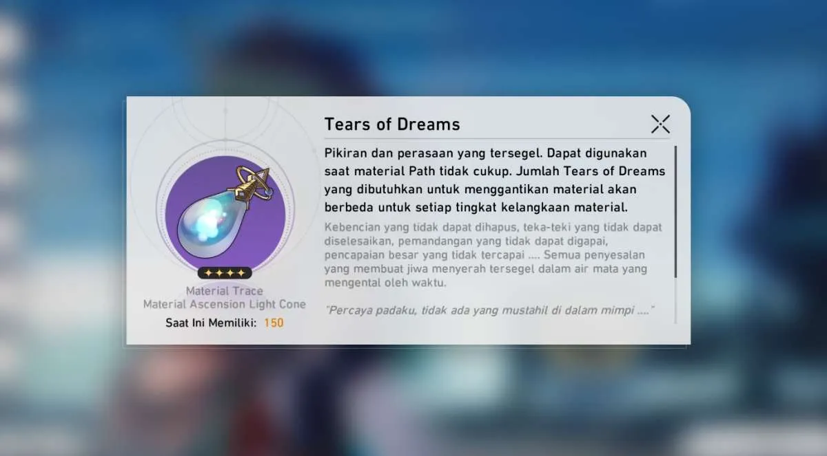 Honkai: Star Rail, Penjelasan Tears of Dreams dan Cara Mendapatkan Item Tersebut