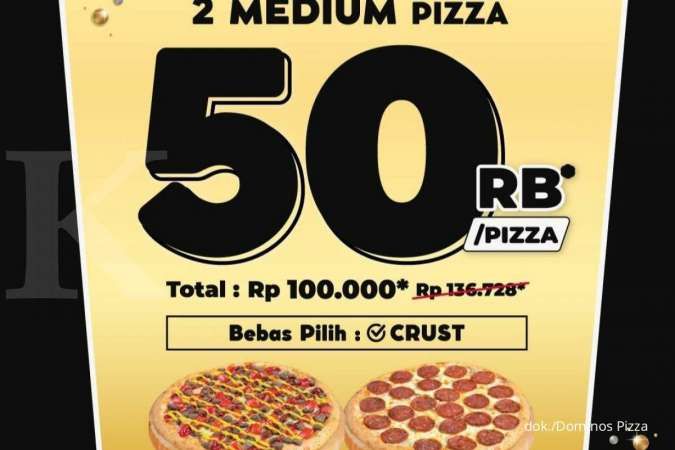 Promo Dominos Pizza 26 Januari 2022, Paket Papi Duo 2 Pizza Medium Rp 100.000