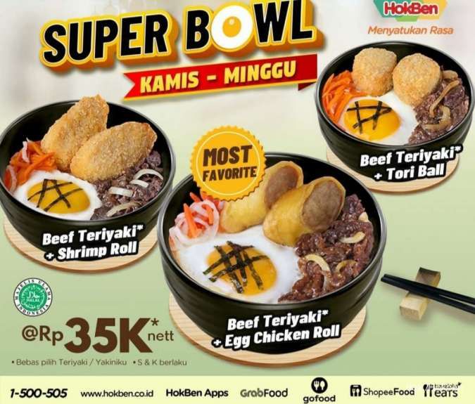Promo Hokben Ramadan 14-17 April 2022, Paket Super Bowl Hanya Rp 35.000