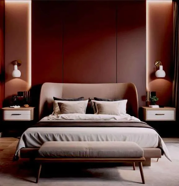 kamar tidur warna cokelat