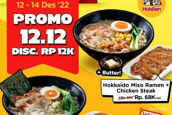 Promo 12.12 Hokben Desember 2022, Aneka Ramen-Steak Diskon Rp 12.000