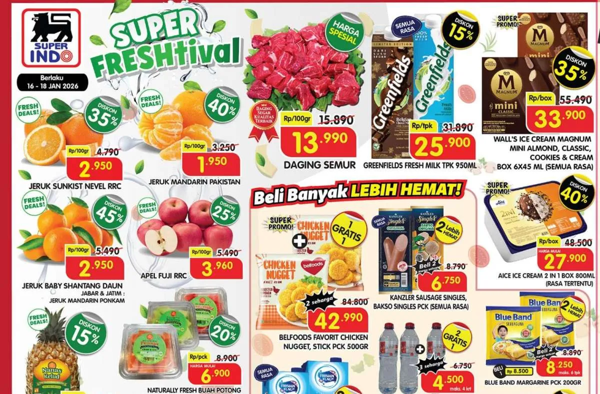 Promo JSM Superindo 16-18 Januari 2026, Susu UHT & Daging Lebih Murah