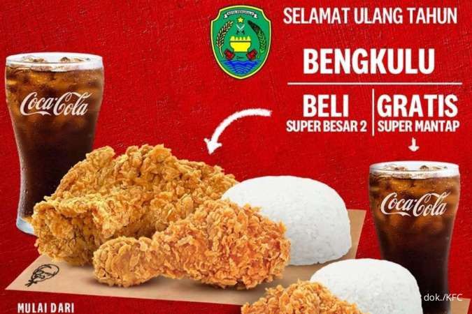 Promo KFC HUT Bengkulu 17 Maret 2023, Beli Super Besar 2 Gratis Super Mantap