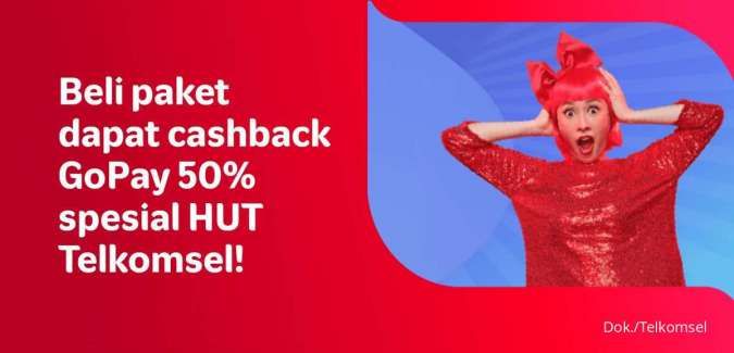 Promo HUT Telkomsel, Beli Paket Data Pakai GoPay Cashback 50%