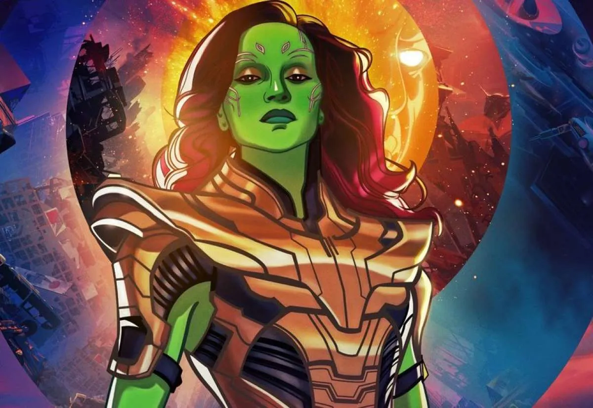 Poster What If episode 9 di Disney+, Gamora dengan kostum Thanos di episode akhir