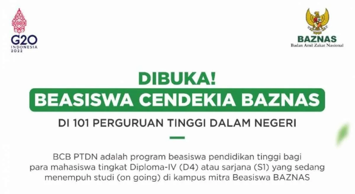 Beasiswa Cendekia Baznas Tahun 202 Dibuka untuk Jenjang D4-S1, Ini Syaratnya