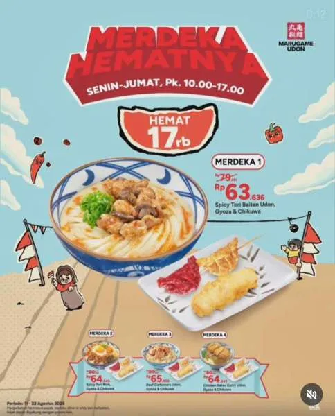 Promo Marugame Udon Merdeka Hematnya 11-22 Agustus 2025
