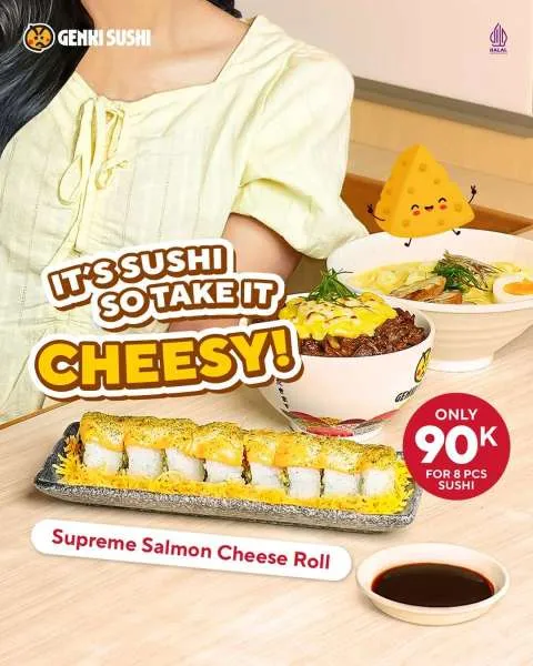 Promo Genki Sushi Supreme Salmon Cheese Roll
