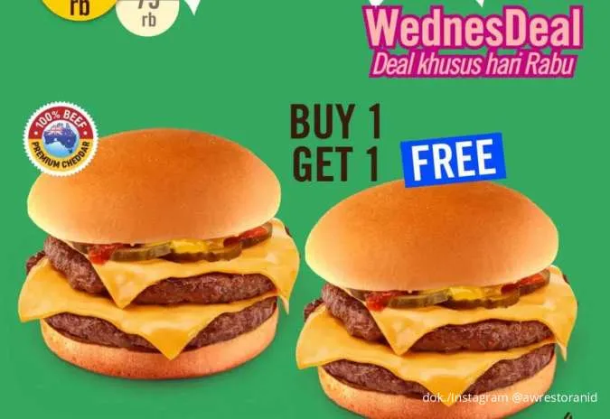 Cheeseburger Buy 1 Get 1 Cuma di Promo A&W WednesDeal Sepanjang Desember 2025