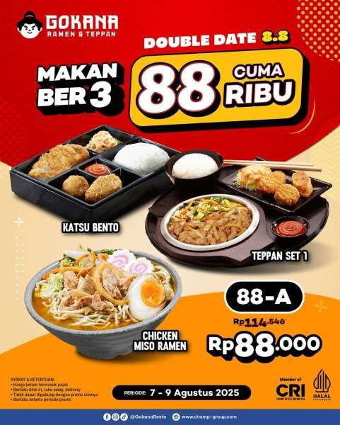 Promo 8.8 di Gokana Ramen & Teppan 