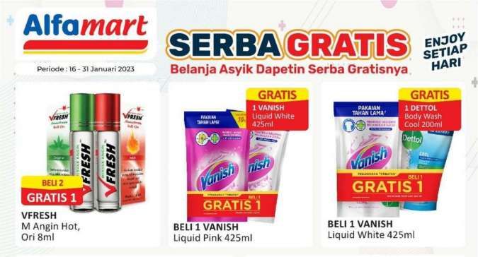 Promo Alfamart Serba Gratis 16-31 Januari 2023, Beli 1 Gratis 1 dan Beli 2 Gratis 1