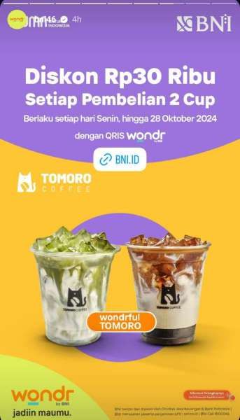 Promo Wondr by BNI di Tomoro Coffee